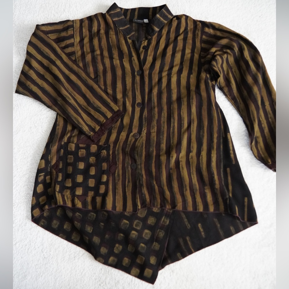 Iguana Striped Brown and Black Women's Shirt